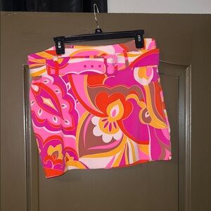 Express Pink and Orange Floral Mini Skirt